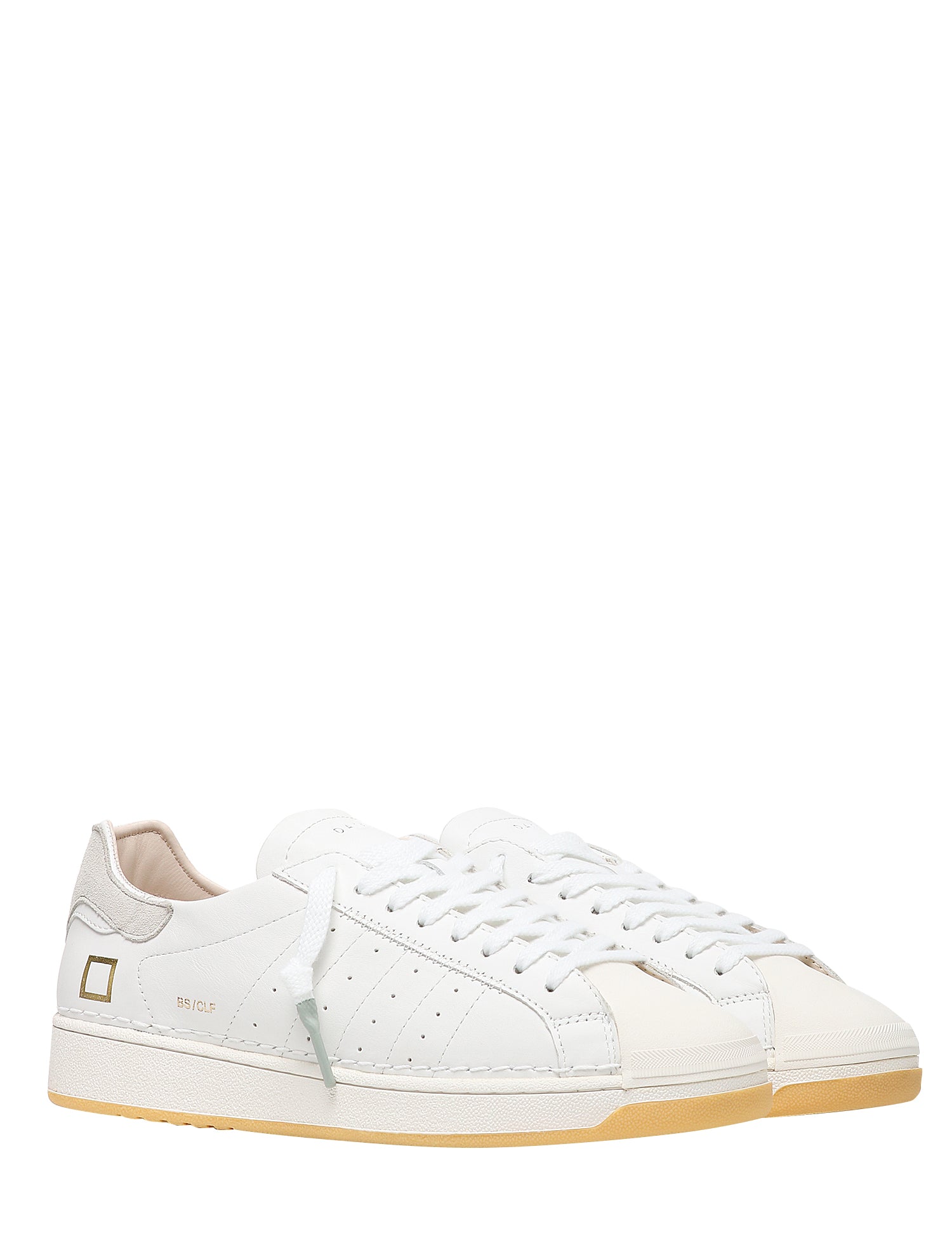 SCARPA UOMO D.A.T.E. BASE CALF WHITE IN PELLE CON TALLONCINO IN SUEDE E SUOLA IN GOMMA