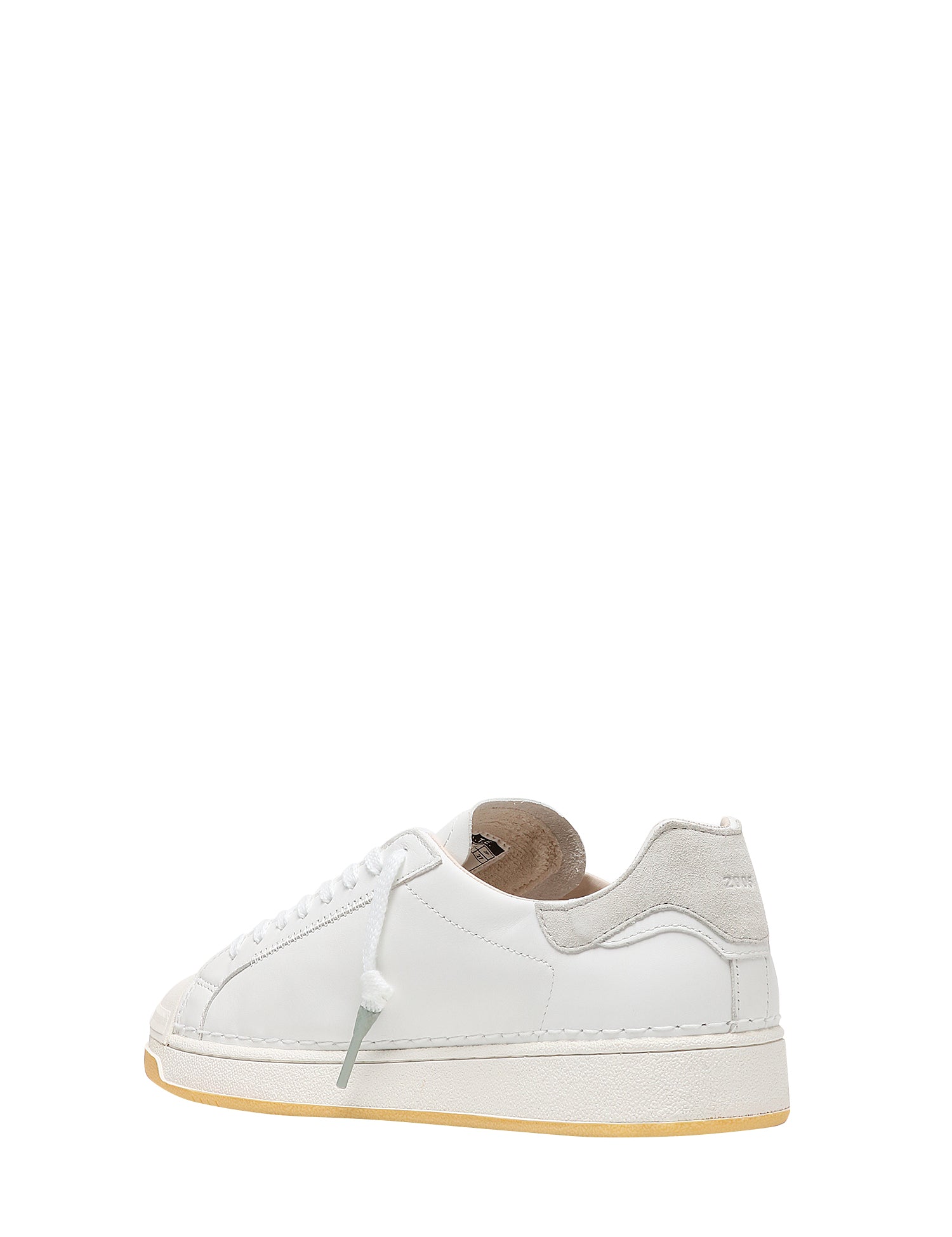 SCARPA UOMO D.A.T.E. BASE CALF WHITE IN PELLE CON TALLONCINO IN SUEDE E SUOLA IN GOMMA