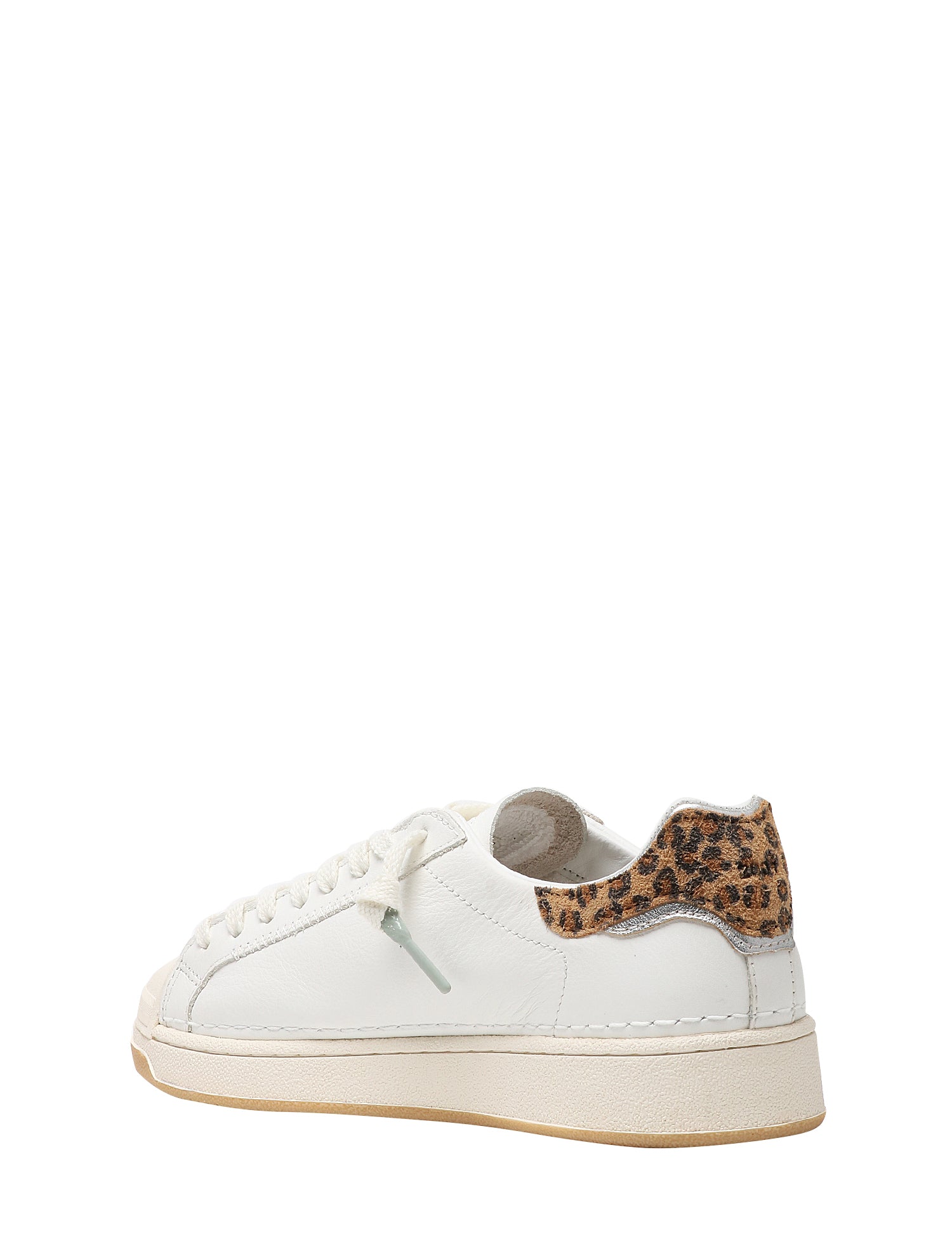 SCARPA DONNA D.A.T.E. BASE CALF BIANCO/LEOPARD CON PUNTA IN GOMMA E TALLONCINO IN SUEDE