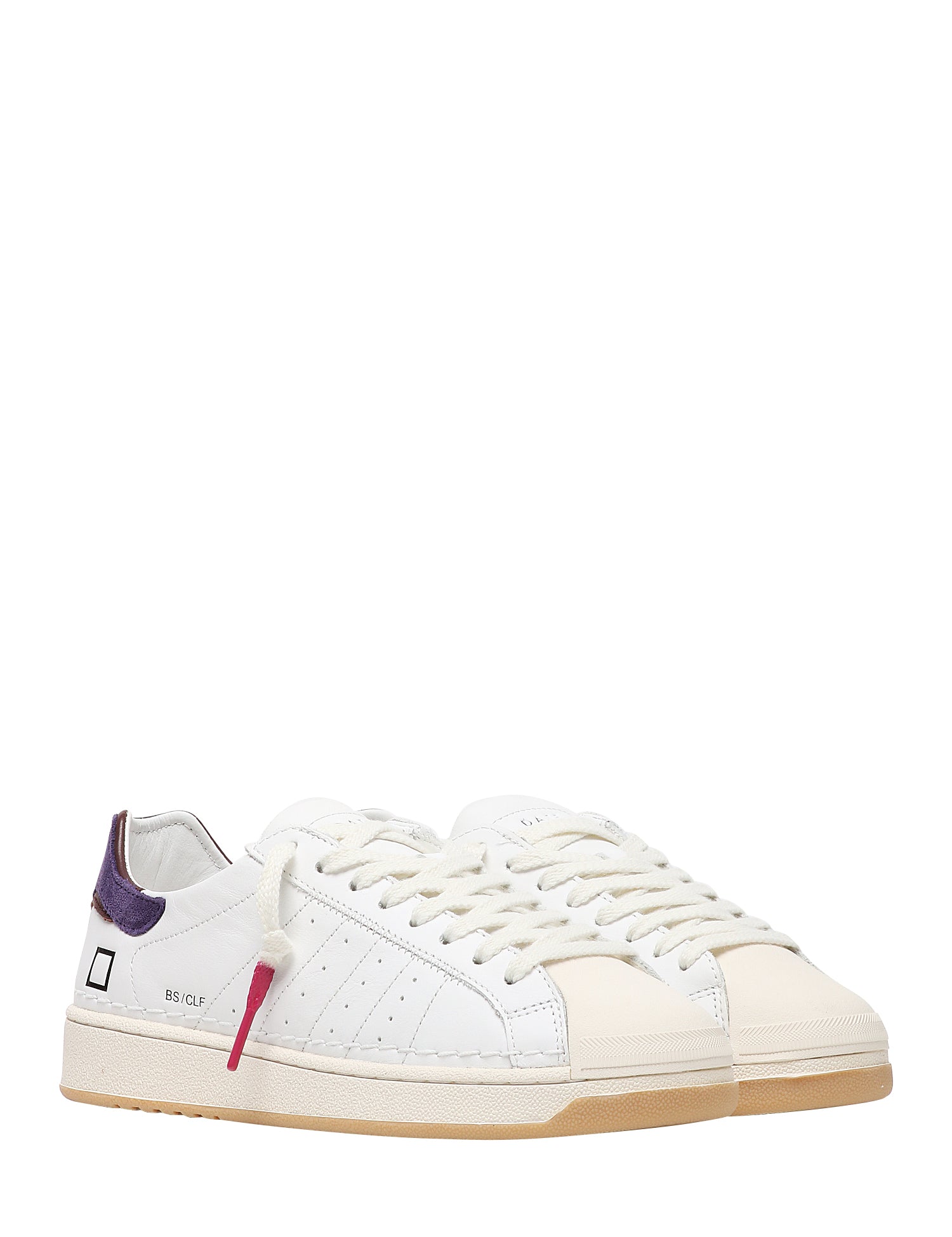 SCARPA DONNA D.A.T.E. BASE CALF BIANCO/VIOLA CON PUNTA IN GOMMA E TALLONCINO IN SUEDE