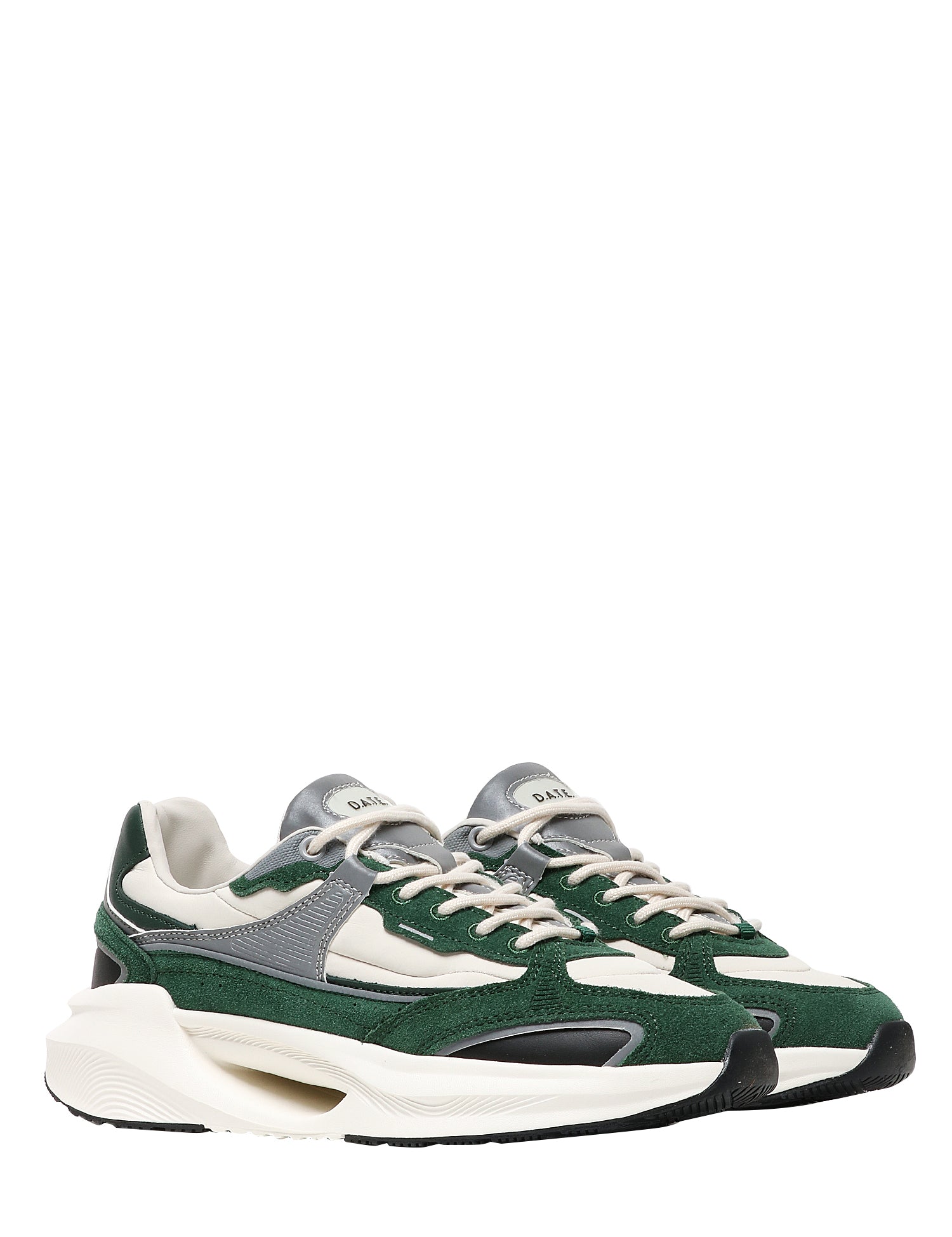 SCARPA UOMO D.A.T.E. VELA MONO GREEN IN NYLON CON INSERTI IN SUEDE E DETTAGLI RINFRANGENTI