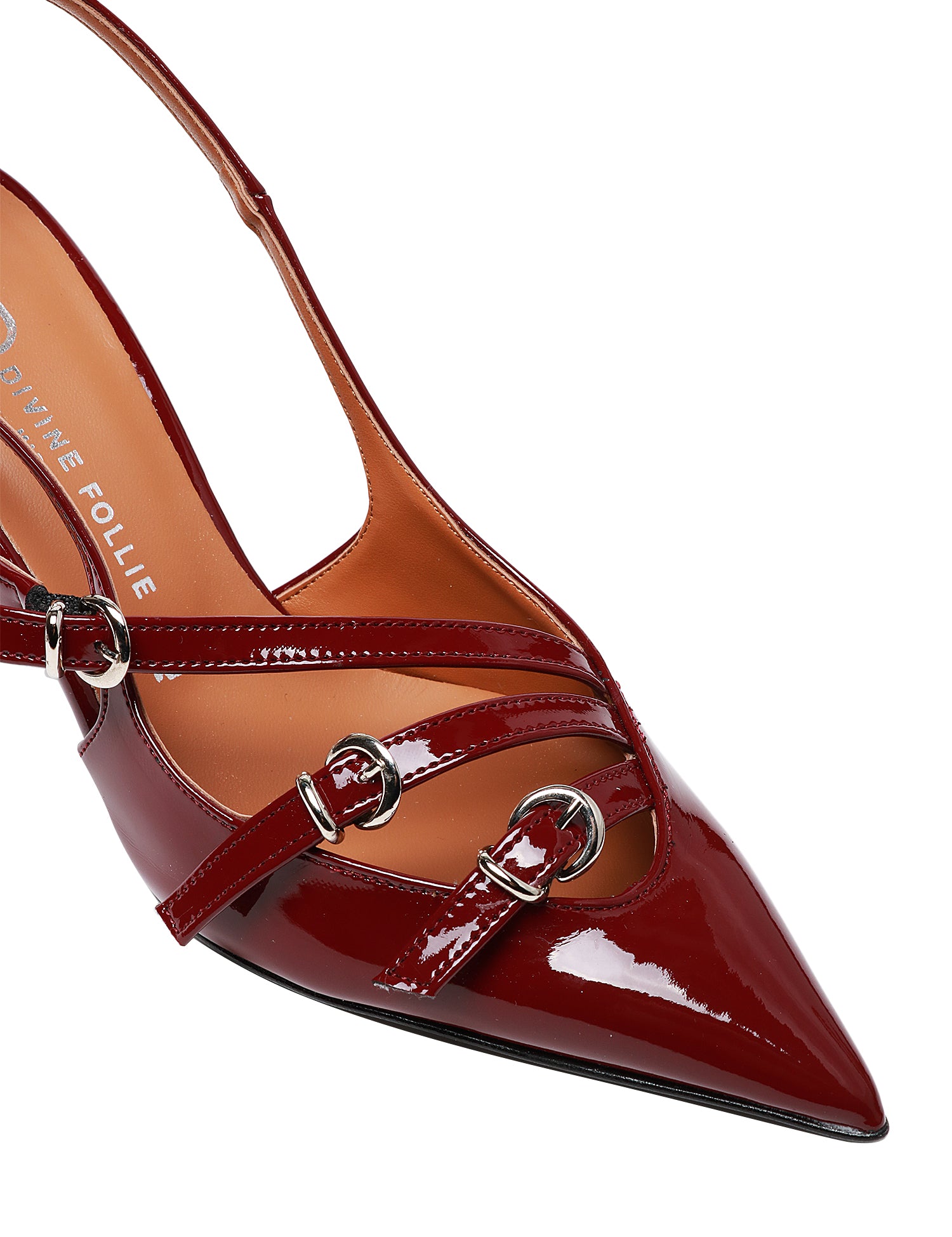 SCARPA DONNA DIVINE FOLLIE BORDEAU SLINGBACK IN VERNICE CON CINTURINI