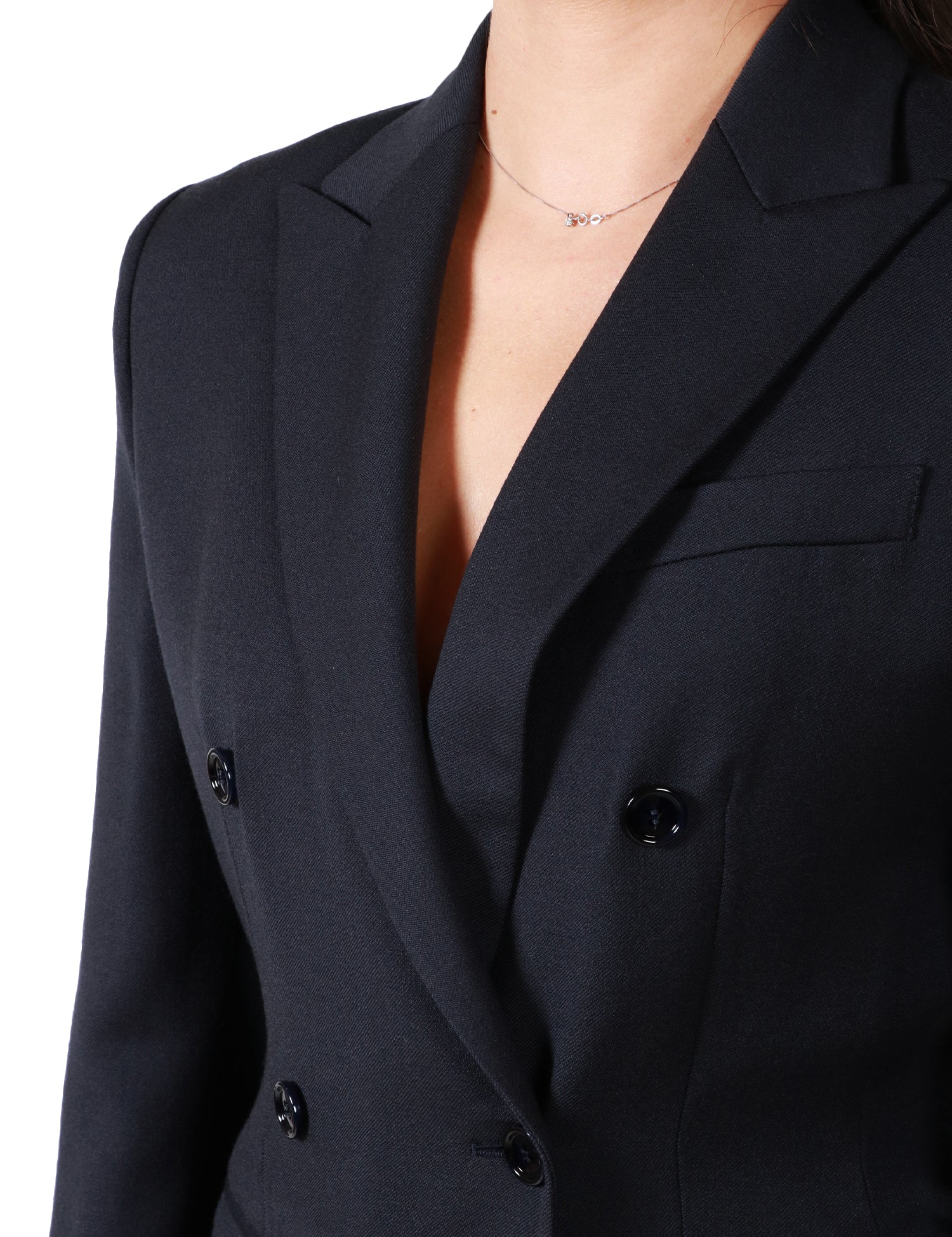 GIACCA BLAZER DONNA DONDUP BLU DOPPIOPETTO A SEI BOTTONI IN GABARDINA DI LANA