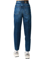 JEANS DONNA DONDUP BESSIE DENIM SCURO CON EFFETTO SLAVATO A VITA ALTA