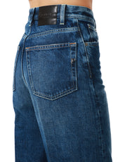 JEANS DONNA DONDUP BESSIE DENIM SCURO CON EFFETTO SLAVATO A VITA ALTA