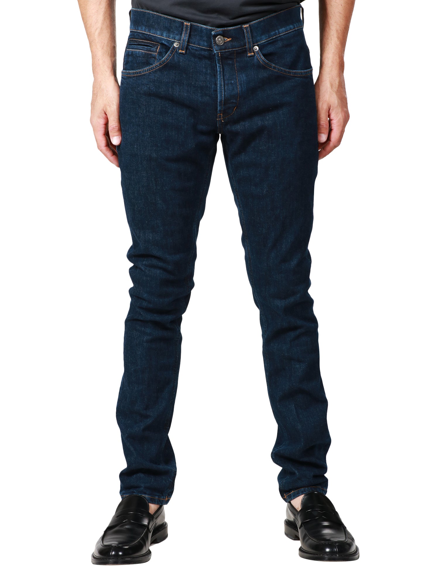 JEANS UOMO DONDUP GEORGE DENIM BLU SCURO SKINNY CON TASCHINO A FILETTO