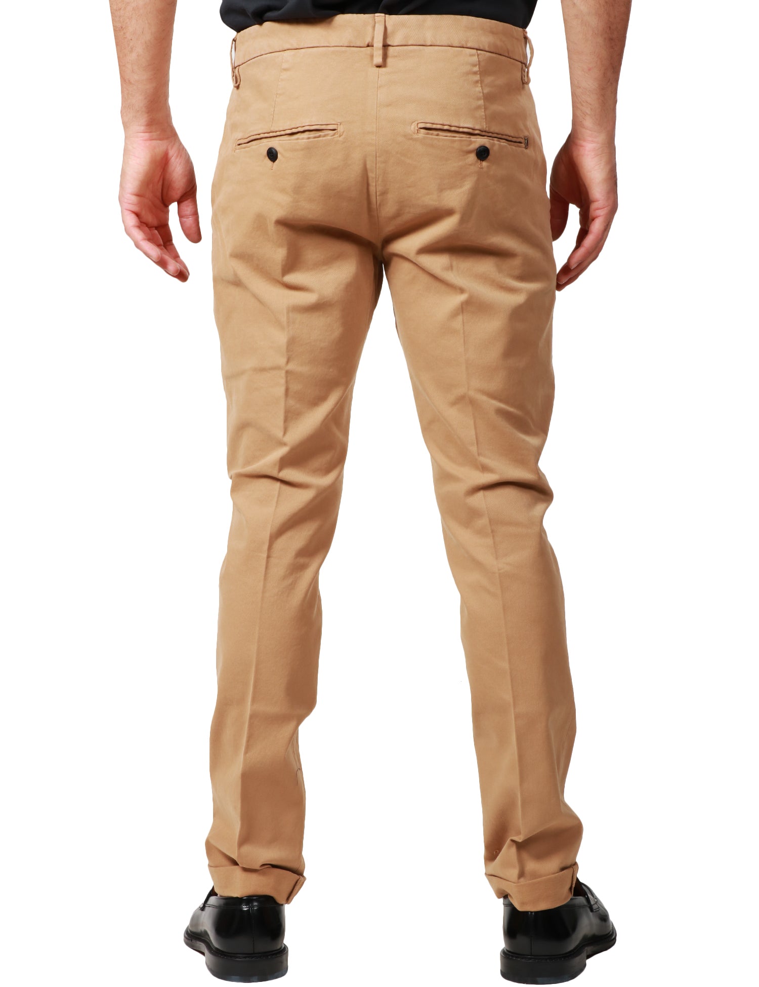 PANTALONE UOMO DONDUP GAUBERT TABACCO CON TASCHE POSTERIORI A FILETTO IN COTONE