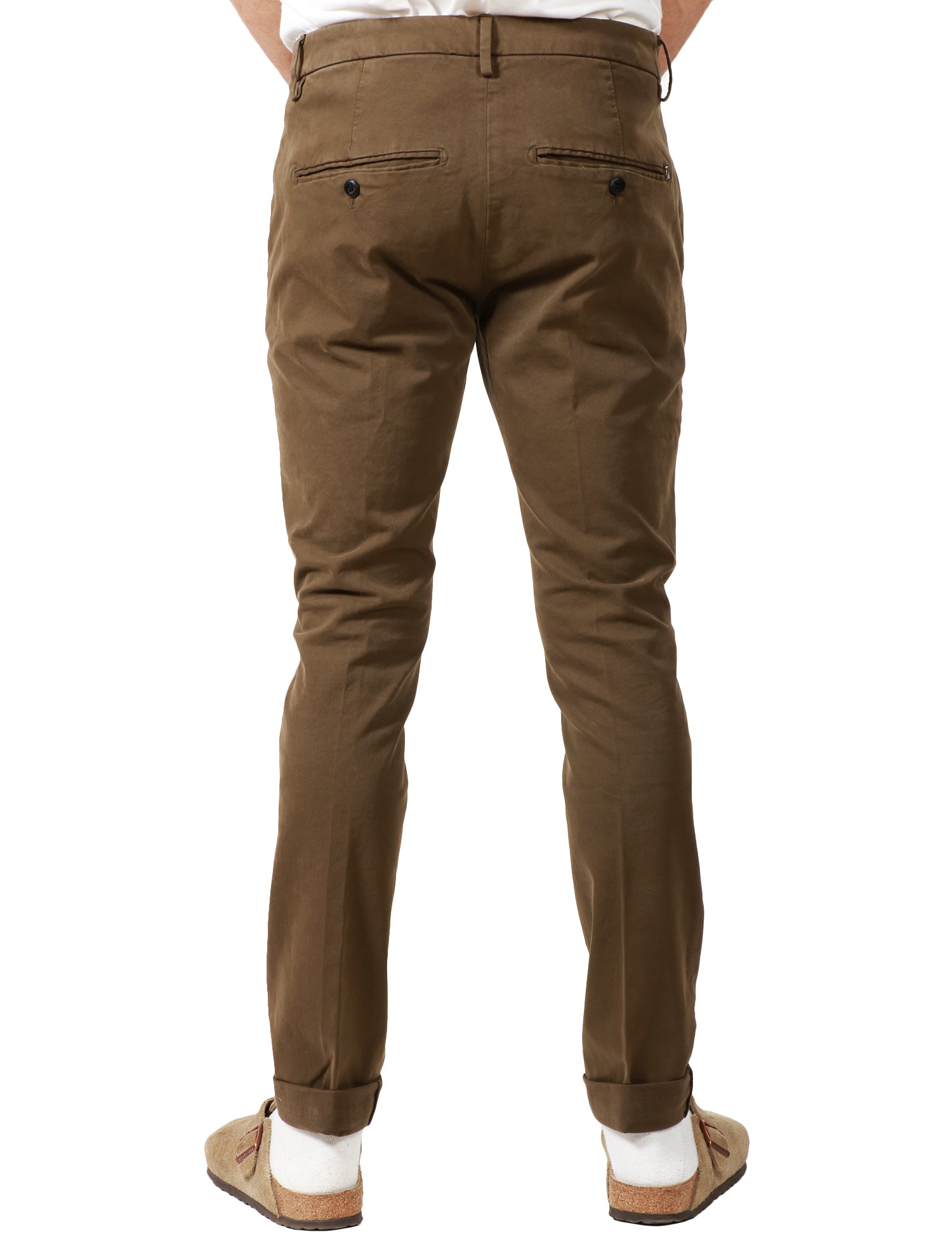 PANTALONE UOMO DONDUP GAUBERT MILITARE SLIM CHINO IN GABARDINA MANO CALDA