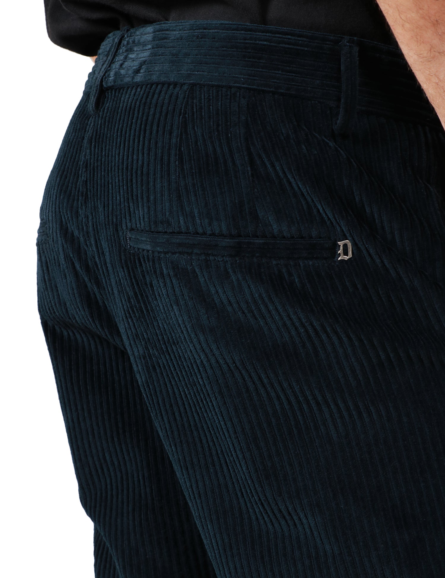 PANTALONE UOMO DONDUP PABLO BLU IN VELLUTO A COSTE