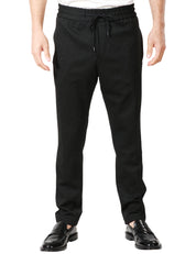 PANTALONE UOMO DONDUP DOM NERO RIGATO JOGGER CON ELASTICO E COULISSE IN VITA IN PUNTO MILANO