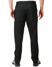 PANTALONE UOMO DONDUP DOM NERO RIGATO JOGGER CON ELASTICO E COULISSE IN VITA IN PUNTO MILANO