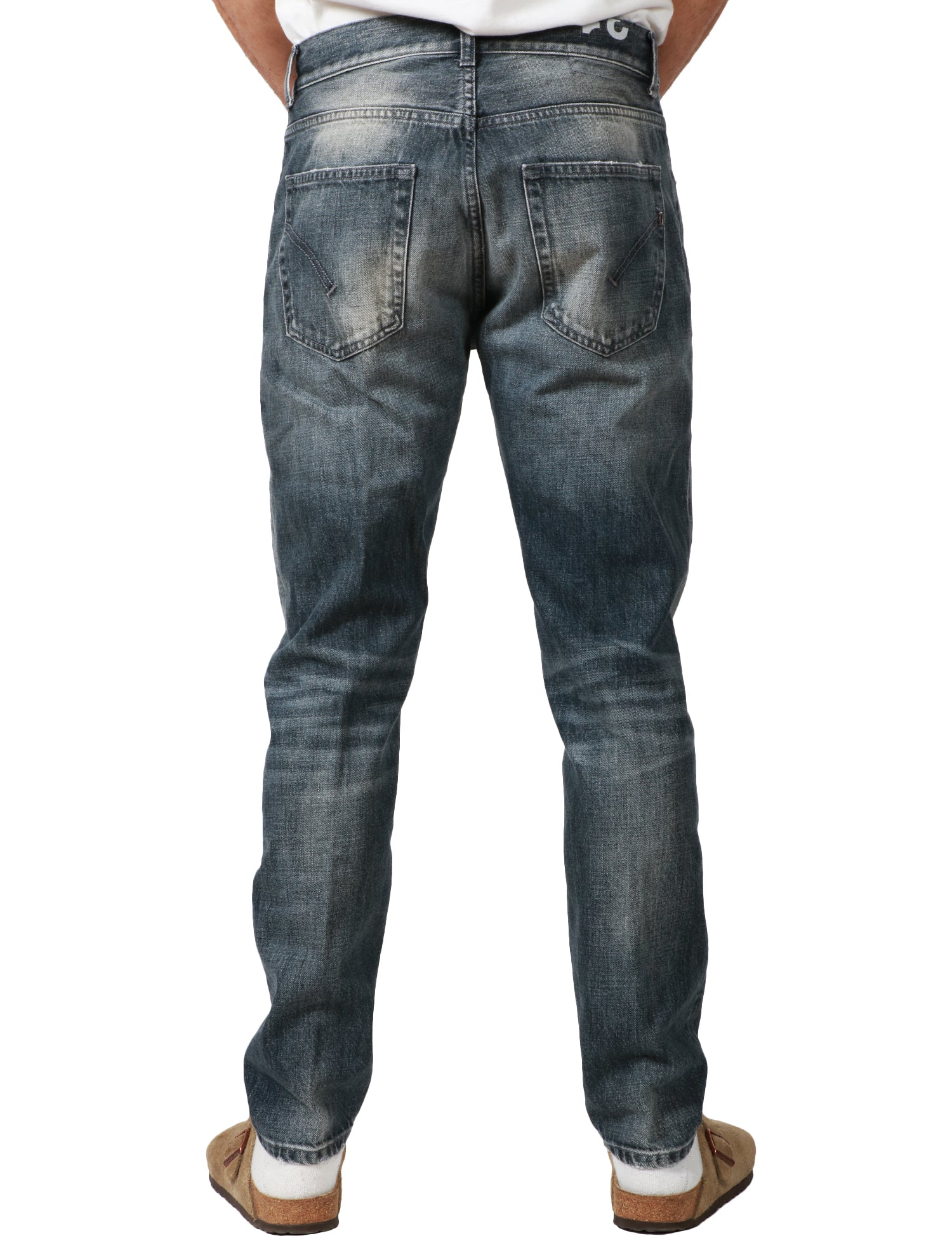 JEANS UOMO DONDUP DIAN DENIM GRIGIO CON EFFETTO SLAVATO CARROT FIT