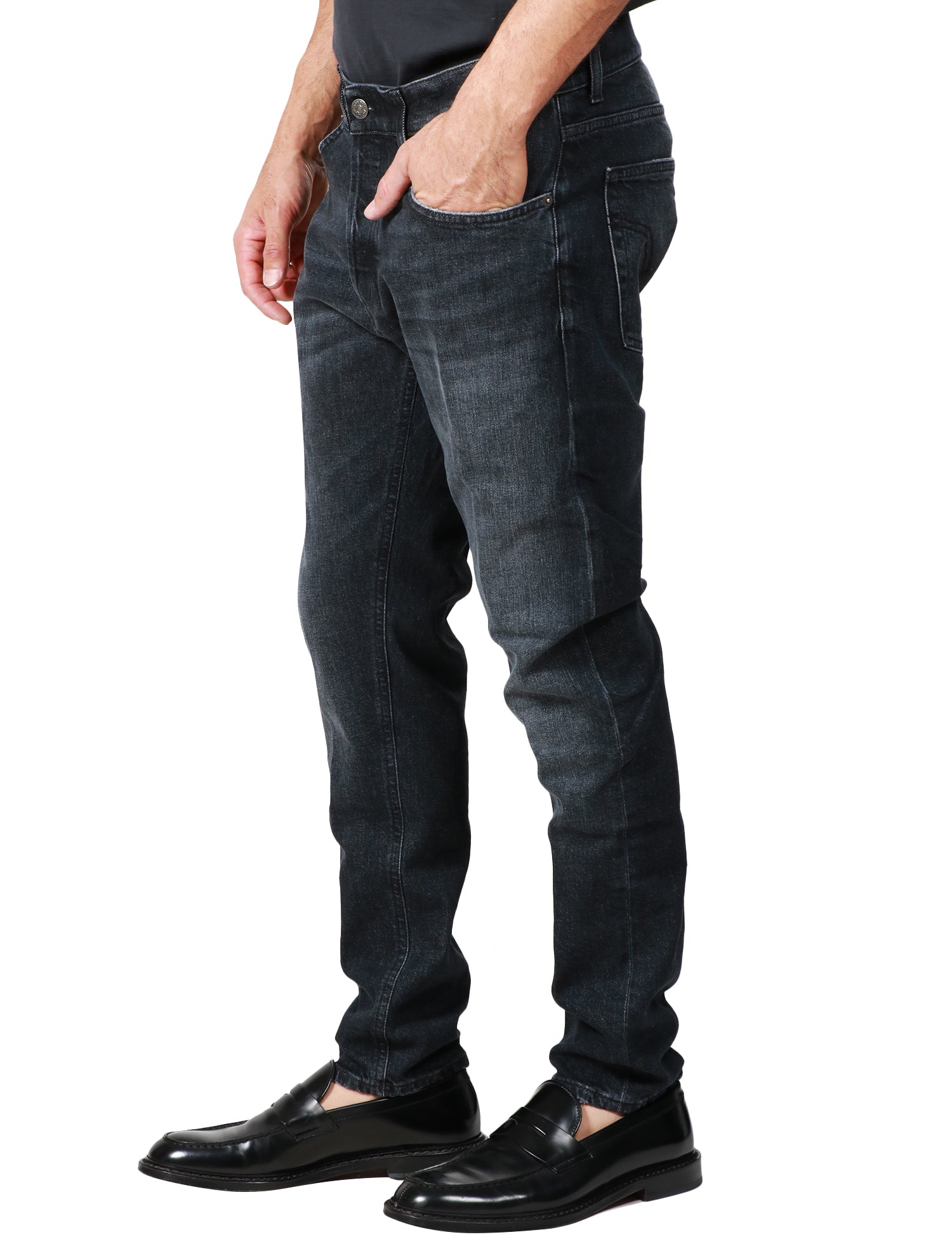 JEANS UOMO DONDUP DIAN BLCK DENIM 5 TASCHE SLIM FIT