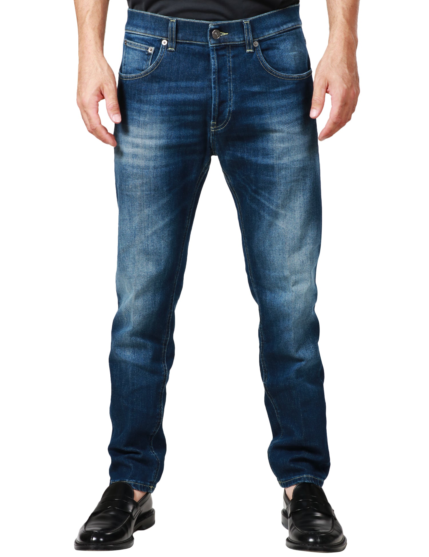 JEANS UOMO DONDUP DIAN DENIM SCURO CON EFFETTO VINTAGE