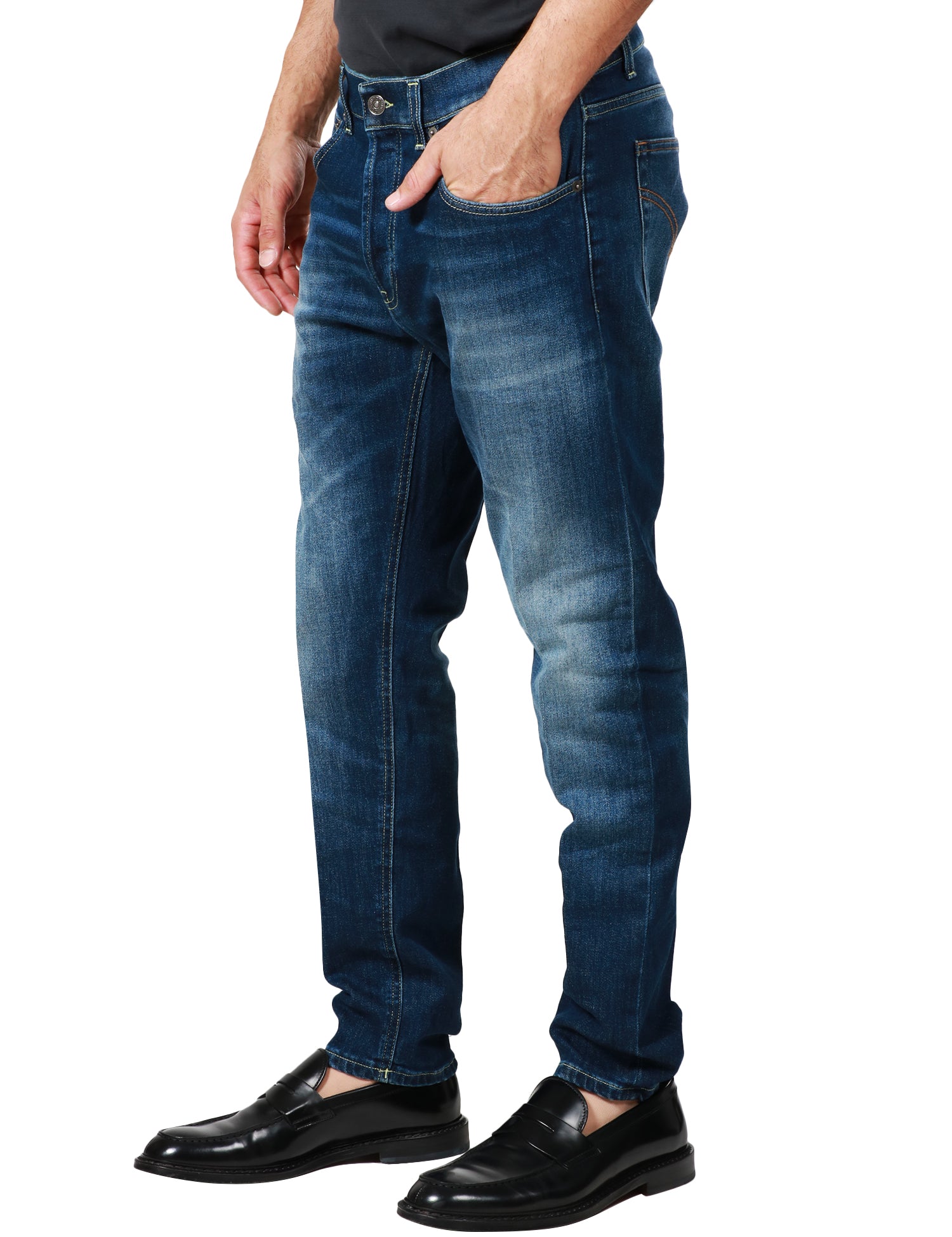 JEANS UOMO DONDUP DIAN DENIM SCURO CON EFFETTO VINTAGE