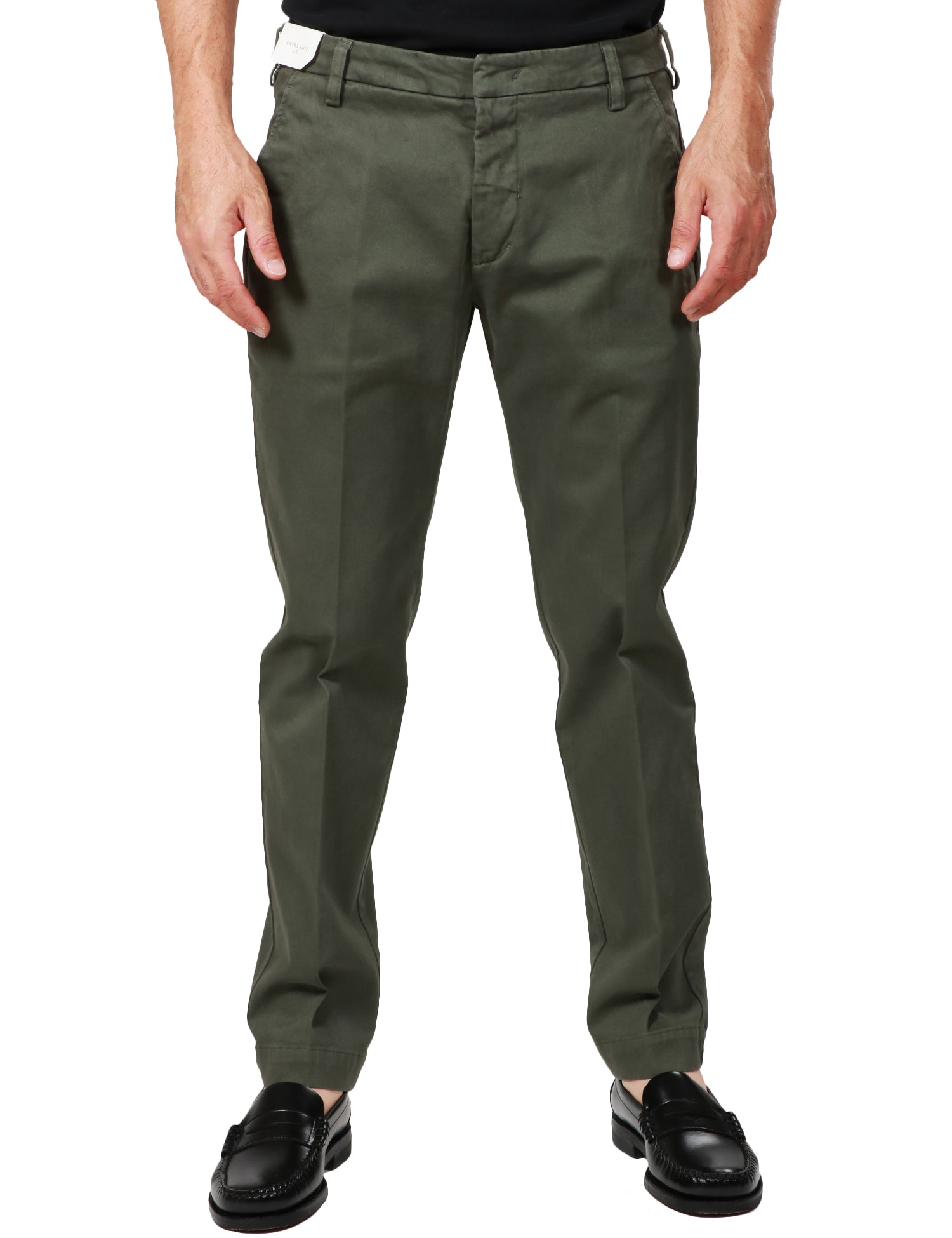 PANTALONE UOMO ENTRE AMIS VERDE MILITARE LUNGHEZZA ALLA CAVIGLIA CON TASCA AMERICA