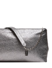 BORSA DONNA GIANNI CHIARINI ANAIS SILVER IN PELLE LAMINATA CON TRACOLLA REMOVIBILE