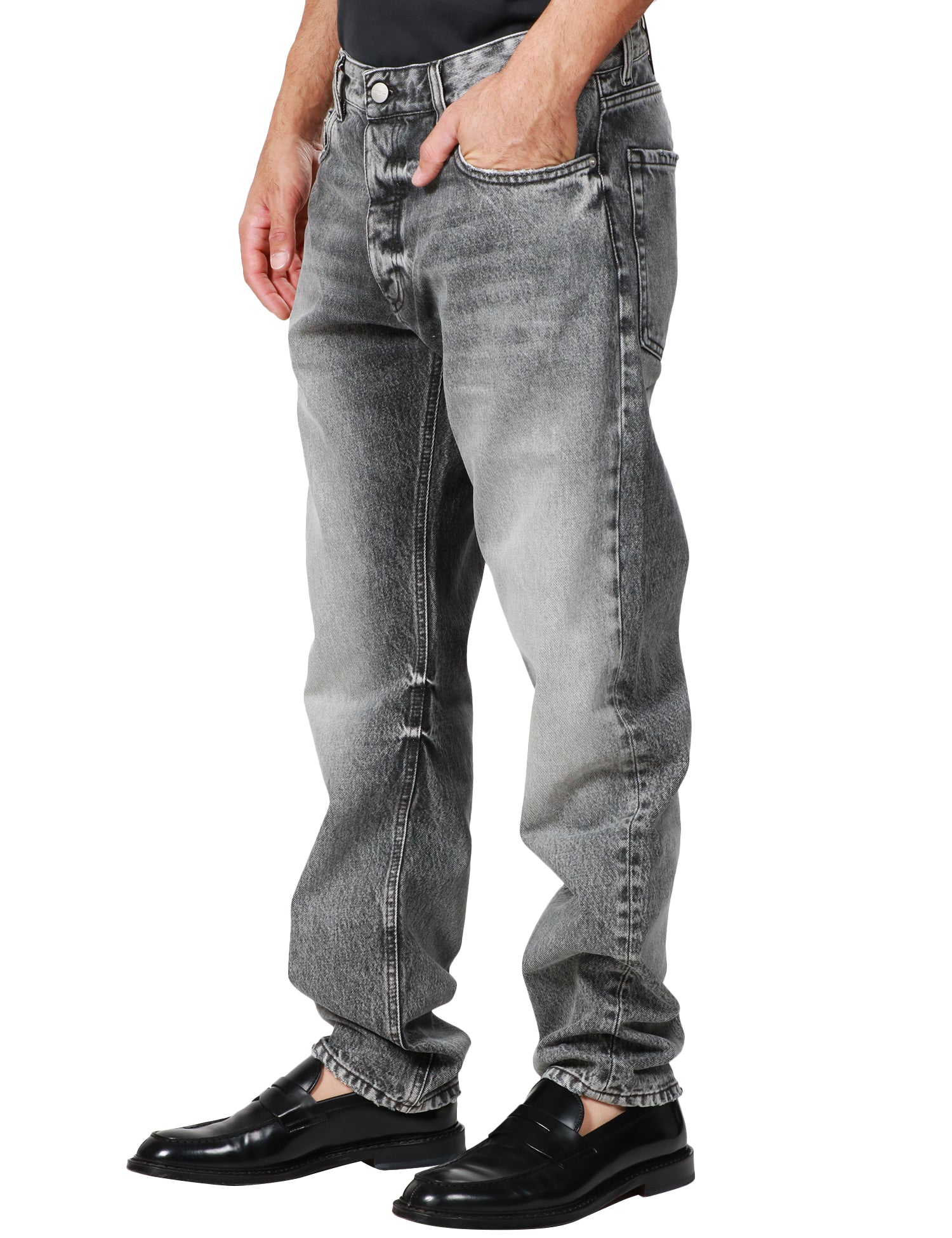 JEANS UOMO ICON DENIM KANYE GREY DENIM CON EFFETTO SCOLORITO 5 TASCHE A GAMBA LARGA