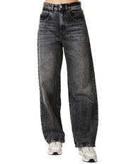 JEANS DONNA ICON DENIM POPPY DENIM GREY CON EFFETTO VINTAGE A GAMBA LARGA