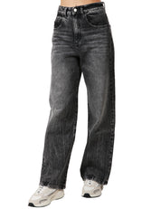 JEANS DONNA ICON DENIM POPPY DENIM GREY CON EFFETTO VINTAGE A GAMBA LARGA