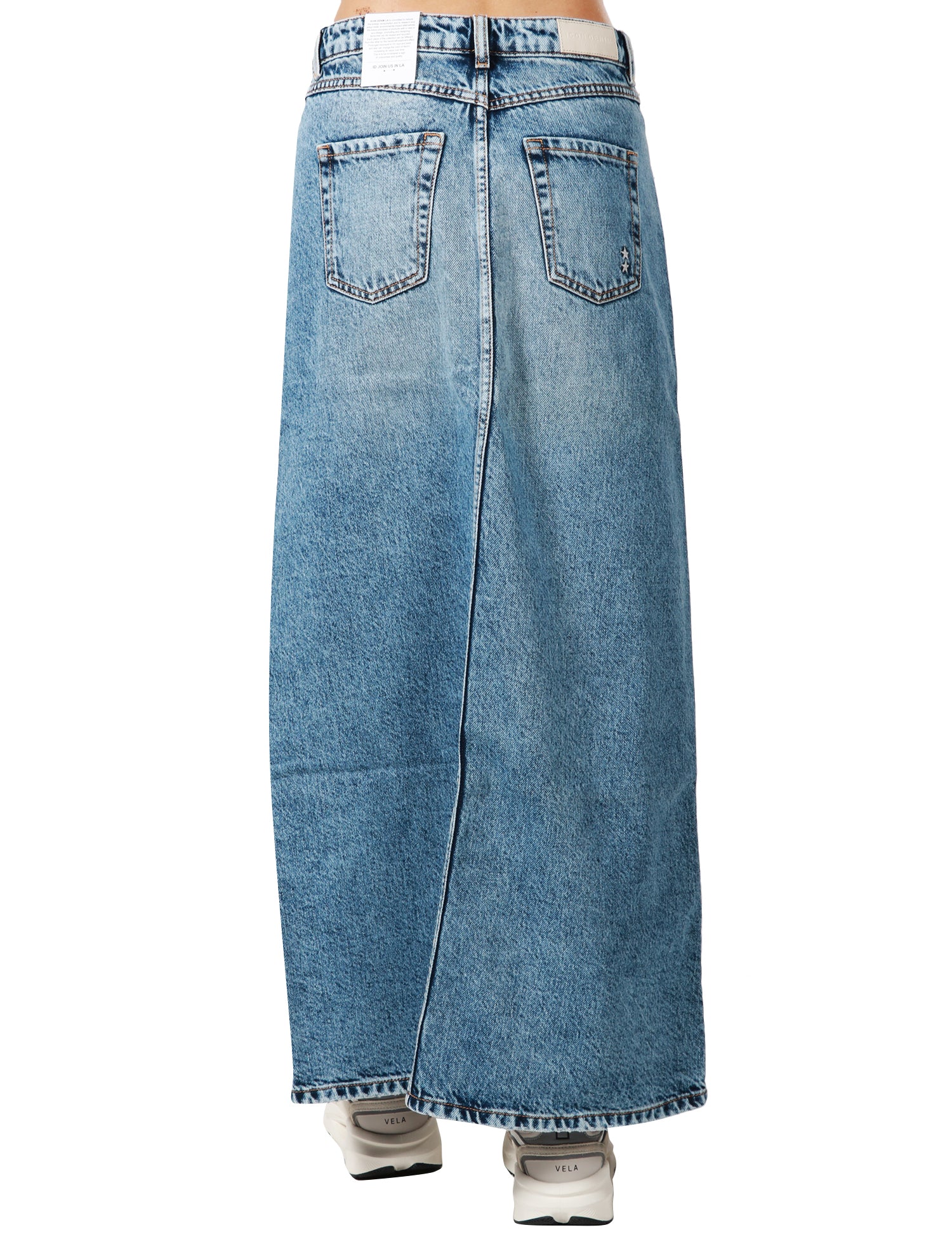 GONNA LUNGA ICON DENIM SANDY DENIM MEDIO CON SPACCO FRONTALE ED EFFETTO VINTAGE SULLE CUCITURE