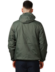 GIUBBOTTO UOMO K-WAY CLAUDE VERDE CON CAPPUCCIO E ZIP IN NYLON RIPSTOP IMPERMEABILE E IMBOTTITURA OVATTA PESO LEGGERO