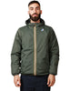 Giubbotto uomo k-way claude verde con cappuccio e zip in nylon ripstop impermeabile e imbottitura ovatta peso leggero