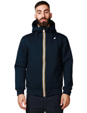 GIUBBINO UOMO K-WAY RAINER BLU CON ZIP E CAPPUCCIO IN SCUBA PESANTE