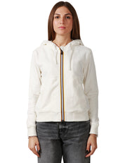 GIUBBINO DONNA K-WAY DELINE BIANCO CON ZIP E CAPPUCCIO IN FELPA DI COTONE