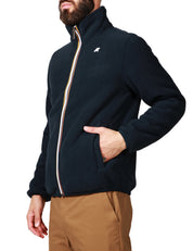 GIUBBINO UOMO K-WAY PASCAL BLU CON ZIP A COLLO ALTO IN PILE LISCIO ALL'ESTERNO E PILE SHERPA ALL'INTERNO