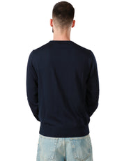 MAGLIONE UOMO K-WAY SEBASTIEN BLU GIROCOLLO IN LANA MERINO EASY CARE