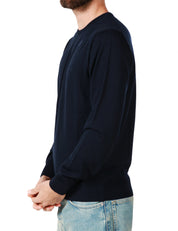 MAGLIONE UOMO K-WAY SEBASTIEN BLU GIROCOLLO IN LANA MERINO EASY CARE