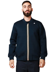 GIUBBOTTO BOMBER UOMO K-WAY ABEL BLU IN FELPA CON ZIP IN SCUBA LEGGERO