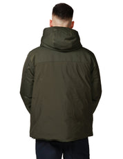 GIUBBOTTO UOMO K-WAY HODIN VERDE SCURO CON CAPPUCCIO E ZIP IN NYLON E IMBOTTITURA PIUMA MOLINA