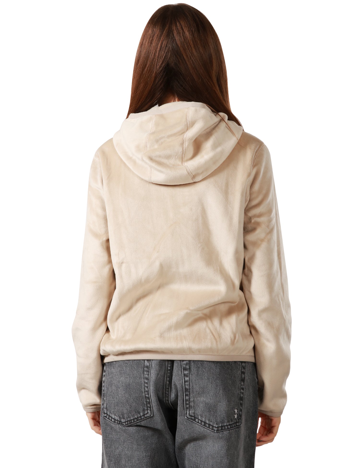 GIUBBINO DONNA K-WAY LILY BEIGE/GREY CON ZIP E CAPPUCCIO IN VELOUR REVERSIBILE