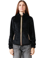 GIUBBINO DONNA K-WAY LILY BLACK CON ZIP E CAPPUCCIO IN VELOUR REVERSIBILE