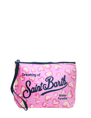 POCHETTE MC 2 SAINT BARTH ROSA CON STAMPA CUORI E LOGO BLU IN SCUBA