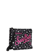 POCHETTE MC 2 SAINT BARTH NERA IN SCUBA CON STAMPA STELLE E STAMPA LOGO FUXIA