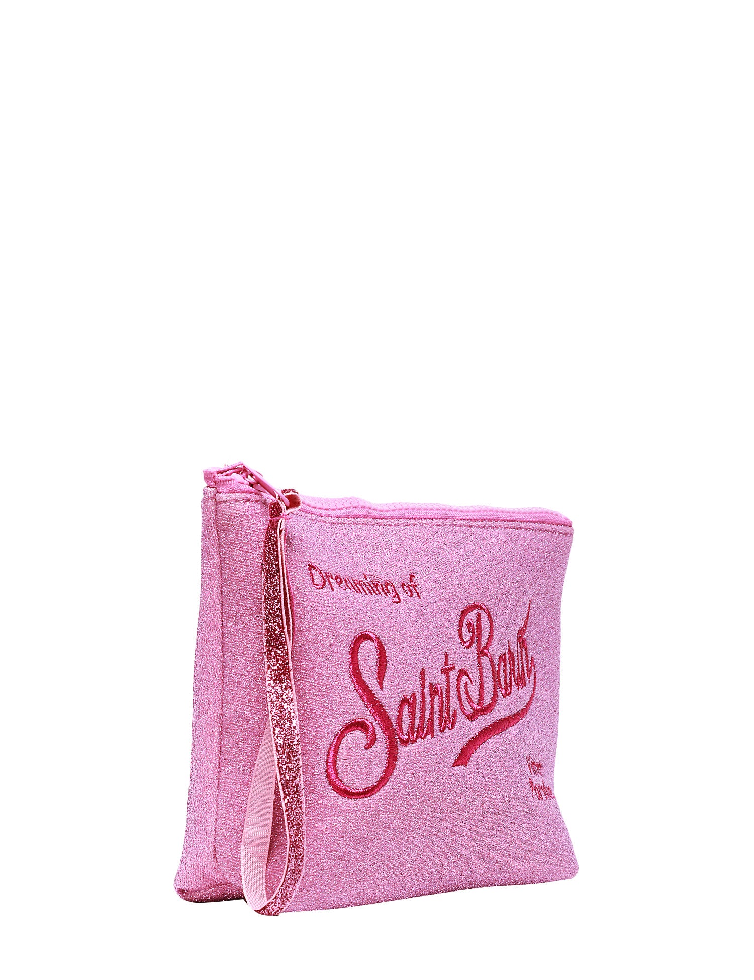 POCHETTE MC 2 SAINT BARTH ROSA LUREX CON RICAMO LOGO ROSSO