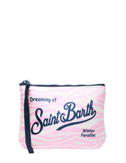 POCHETTE MC 2 SAINT BARTH BIANCO/ROSA STAMPA ZEBRA CON LOGO STAMPATO BLU