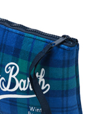 POCHETTE MC 2 SAINT BARTH TARTAN BLU/VERDE CON STAMPA LOGO BIANCA