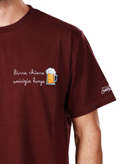 T-SHIRT UOMO MC 2 SAINT BARTH BORDEAUX GIROCOLLO CON RICAMO "BIRRA CHIARA AMICIZIA LUNGA"