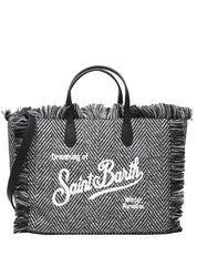 BORSA DONNA MC 2 SAINT BARTH COLETTE GRIGIA IN TWEED HONEGAL CON FRANGE E MANICI IN PELLE