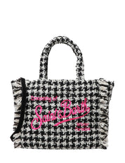 BORSA DONNA MC 2 SAINT BARTH COLETTE PIED DE POULE IN TWEED CON RICAMO LOGO FUXIA