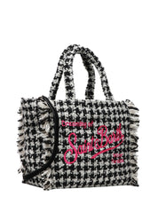 BORSA DONNA MC 2 SAINT BARTH COLETTE PIED DE POULE IN TWEED CON RICAMO LOGO FUXIA