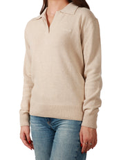 MAGLIONE DONNA MC 2 SAINT BARTH EZE BEIGE CON SCOLLO A V E COLLETTO IN MISTO LANA E CASHMERE