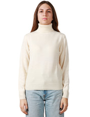 MAGLIONE DONNA MC 2 SAINT BARTH MOODY OFF WHITE A COLLO ALTO CON RICAMO LOGO IN MISTO LANA E CASHMERE