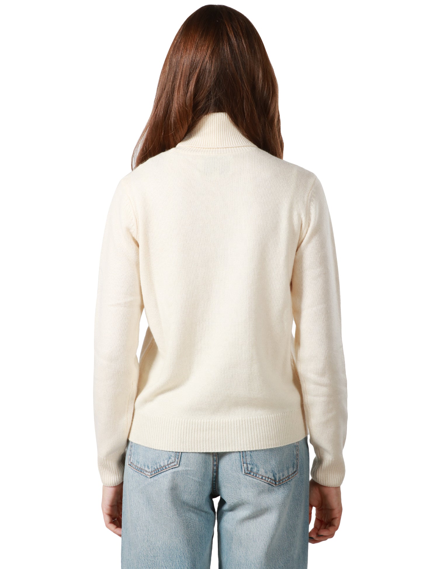 MAGLIONE DONNA MC 2 SAINT BARTH MOODY OFF WHITE A COLLO ALTO CON RICAMO LOGO IN MISTO LANA E CASHMERE