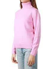 MAGLIONE DONNA MC 2 SAINT BARTH MOODY ROSA A COLLO ALTO CON RICAMO LOGO IN MISTO LANA E CASHMERE