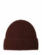 CAPPELLO MC 2 SAINT BARTH MOSS BROWN IN MISTO LANA E CASHMERE A COSTE CON LOGO RICAMATO SUL DAVANTI